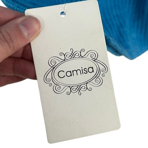 NWT Camisa Blue Long Sleeve Knit Layered Cotton Blend Sweater Dress Womens Small - Picture 2 of 5